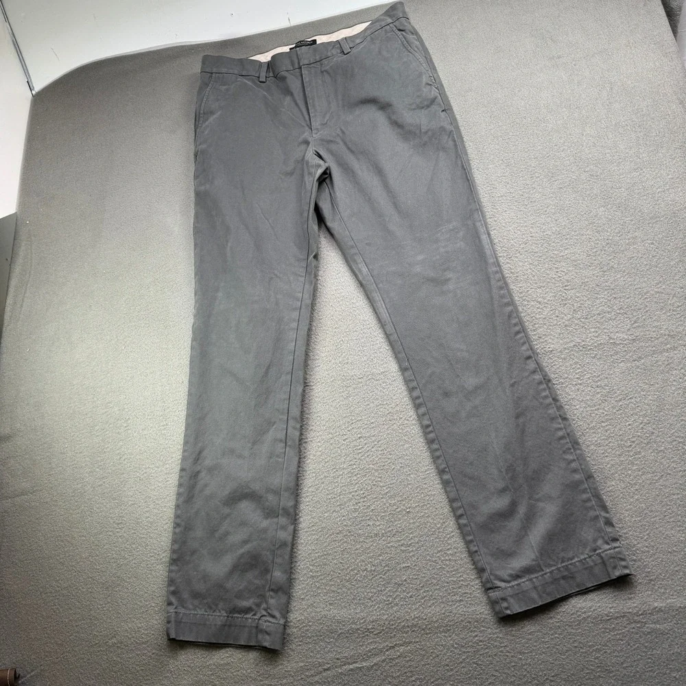 Banana Republic Aiden Chino Men 32x32 Gray Slim Fit Cotton Casual Dress Pants